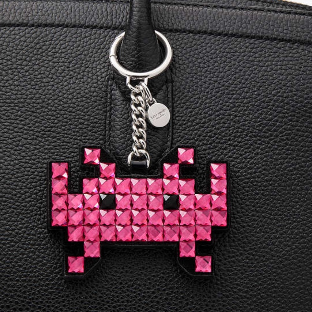 Kate Spade x Space Invaders NWT Embellished Bag Charm Keychain MSRP $110 - Picture 3 of 11